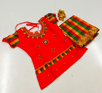 Princess Charm Embroidered Pattu Pavadai Set